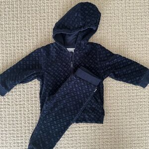 BOSS Kids Matching Set Velour Sweatshirt and Sweatpants - Size 18M